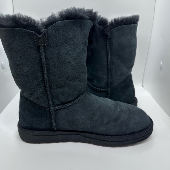 UGG Women's Bailey Button II Black Suede Sheepskin Boots - Picture 9 of 13